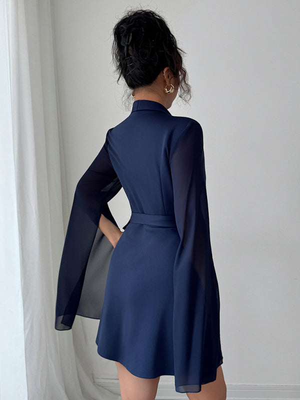 Elegant Long Sleeve Tie Dress