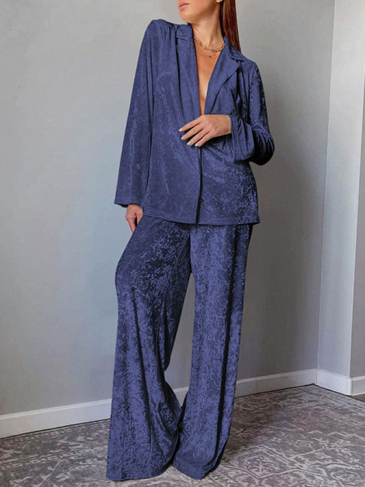 Warm thickened velvet pajamas, long sleeves and trousers two-piece set 