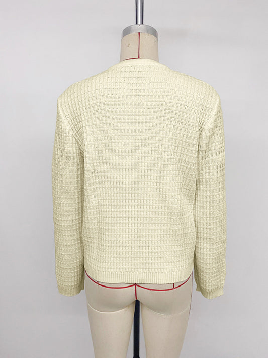 Casual Cardigan Metal Buttons Solid Color Sweater Jacket